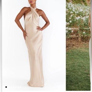 Show Me Your Mumu- Jasmine Halter Maxi Dress in Champagne